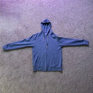 Cozy Oversized Long-Sleeve Zip-Up Hoodie - Light Blue Size Large Men’s